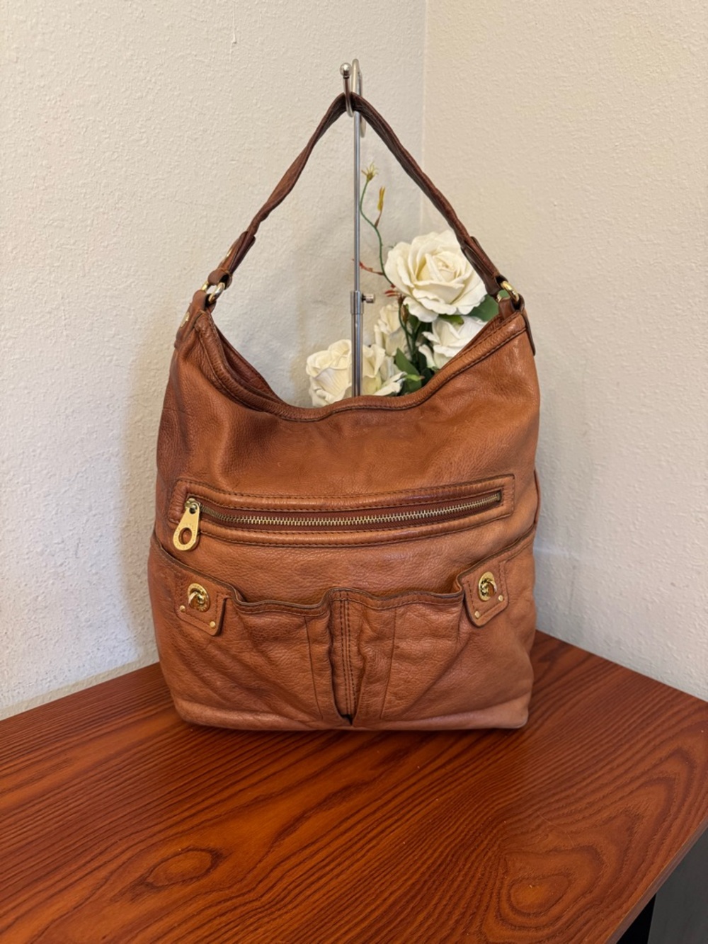 Marc Jacobs Brown Leather Shoulder Hobo Bag